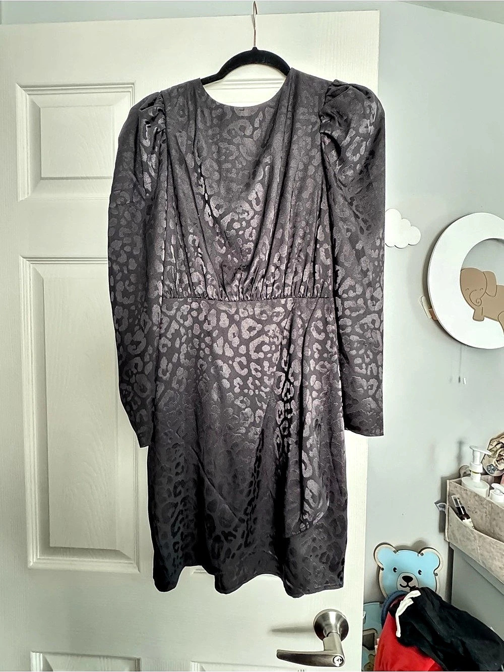 Express Animal Print Mini Black Dress